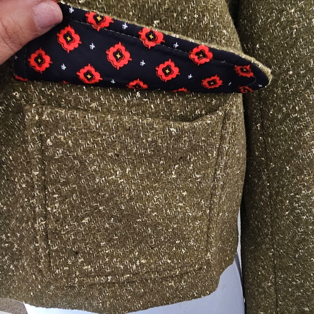 A NEW DAY Cropped Speckled Tweed Blazer Jacket in Olive Sz: 4 (Small) - Picture 13 of 16